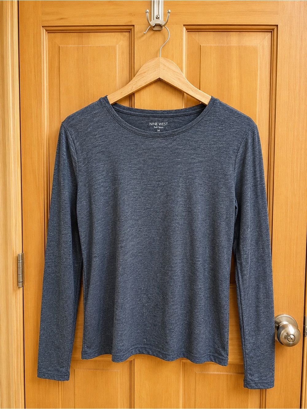 Nine West Soft Spun Charcoal Gray Long Sleeve Top Size M 🩶